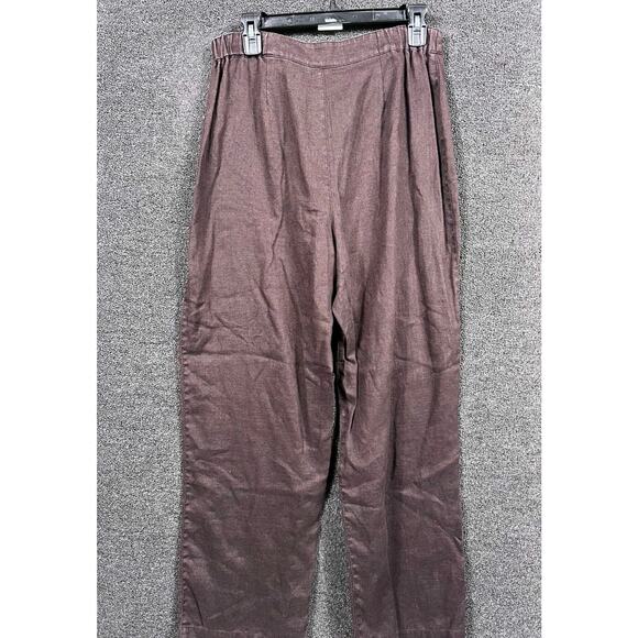 Chico's Design Linen Pants Womens Size 2 US 12 Brown Straight Leg - Picture 2 of 5